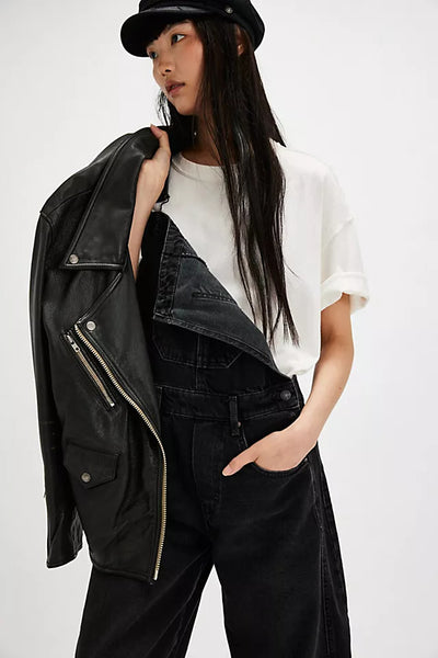 Black Denim Overalls Soot