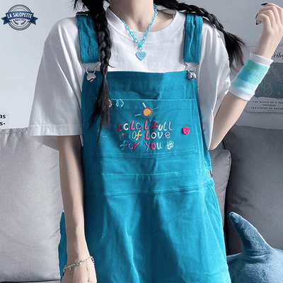 Bib Salopette Velours Bleu