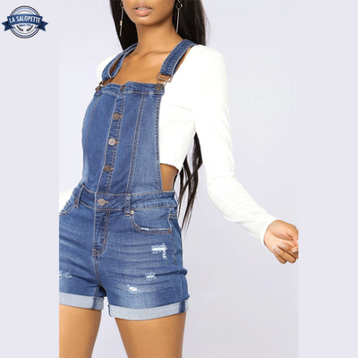Short Overalls in Jean Azure