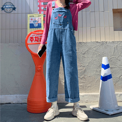 Salopette avec Papillon Rose