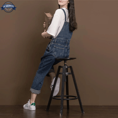 Salopette Denim Bleu Foncé Femme