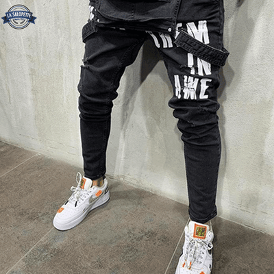 Salopette en Jean Noir Homme