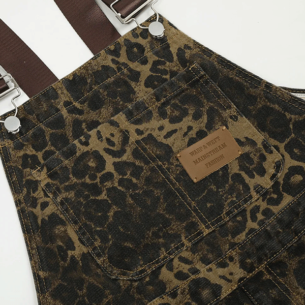 Vintage Overalls Leopard Print