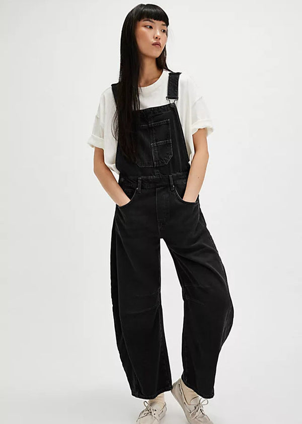 Black Denim Overalls Soot