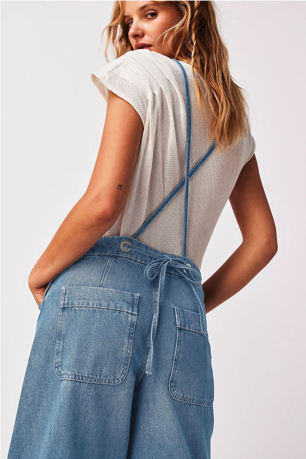 Wide Leg Overalls Azurin
