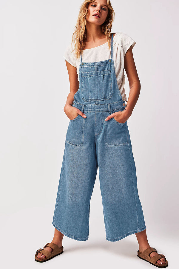 Wide Leg Overalls Azurin