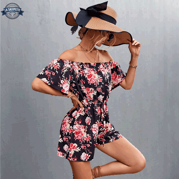 Black Floral Camellia Playsuit