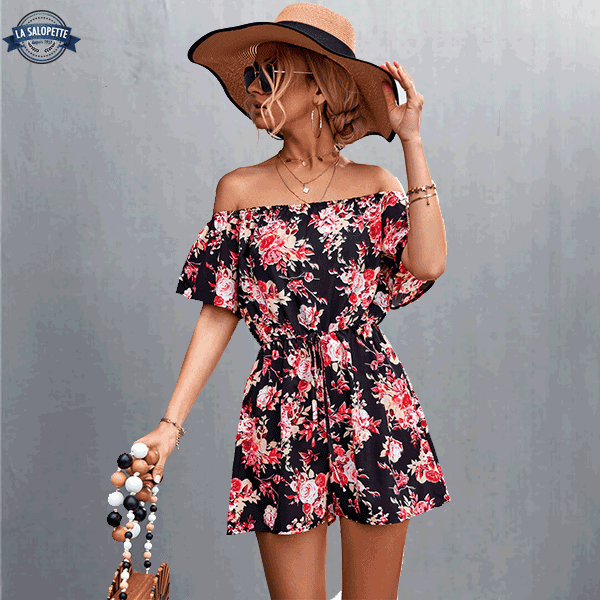 Black Floral Camellia Playsuit