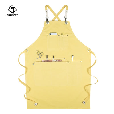 GOOPEEG summer canvas work apron denim Korean version hairdressing hairdresser floral barista custom LOGO waist
