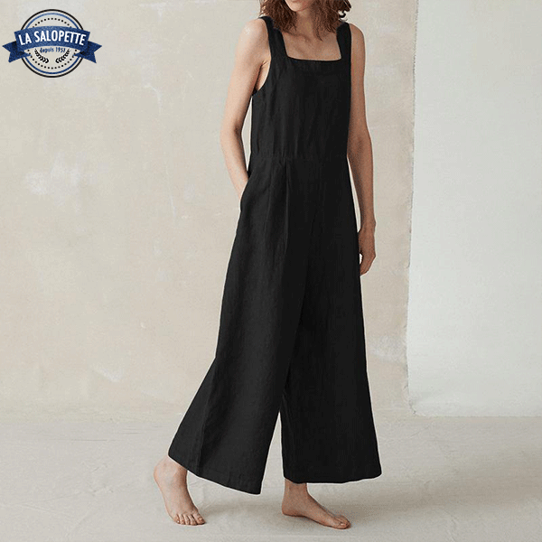 Pinafore Dress Wide Leg Pants Black