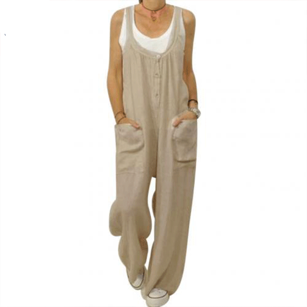 Vintage Overalls Loose Linen Rust