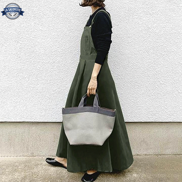 Pinafore Dress Teal Winter Khaki