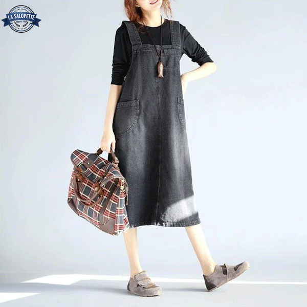 Pinafore Dress Black City Jeans