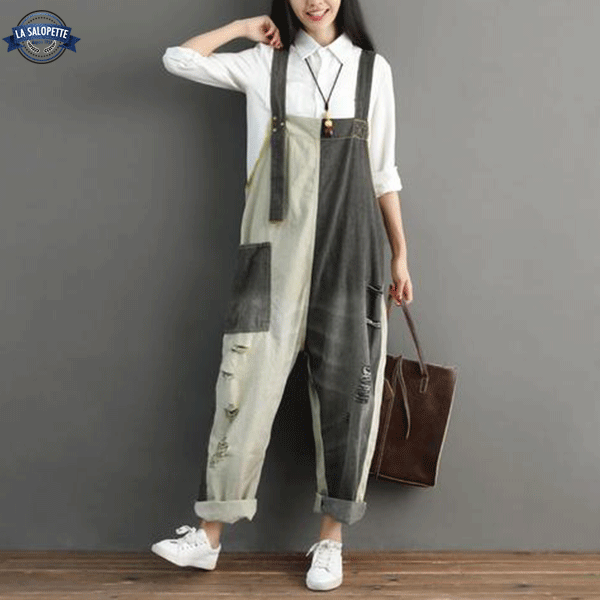 Denim Overalls Black and White