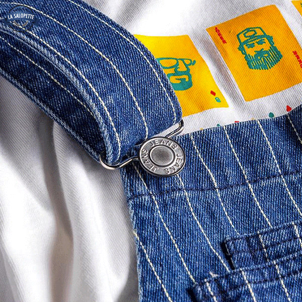 Work Overalls Blue with White Stripes