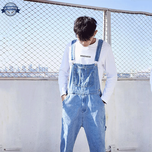 Denim Overalls Blue in Light Denim Leto