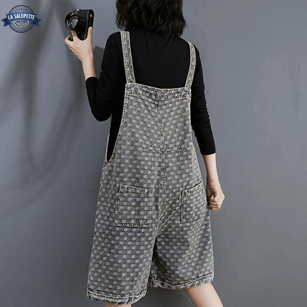 short overalls Gray Polka Dot Jeans