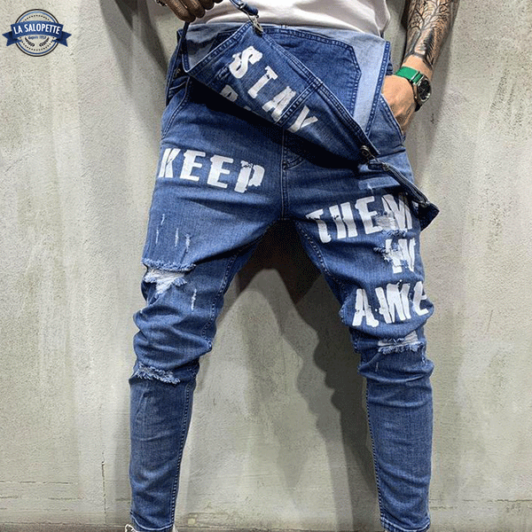 Salopette en Jean Bleu Clair Masculine