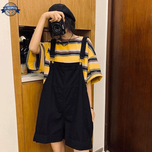 Short Overalls Black Vintage Wife