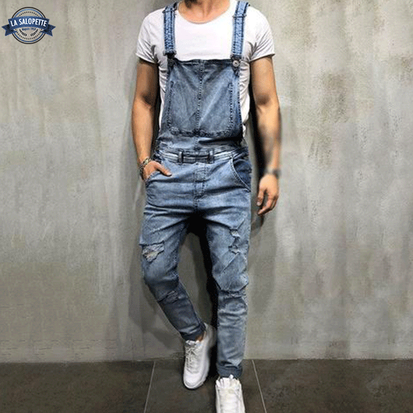 Denim Overalls Blue Man Grizzy