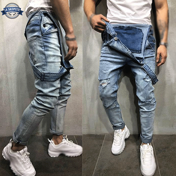 Denim Overalls Blue Man Grizzy