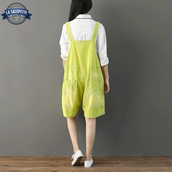 Short Overalls Biru Yellow