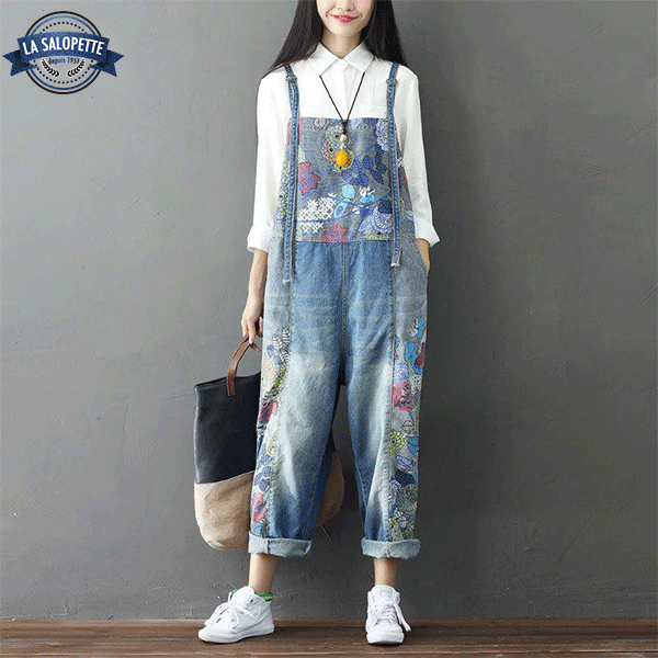 Denim Overalls Blooming Azalea