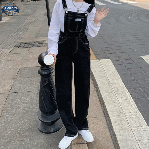 Denim Overalls Flared Pants