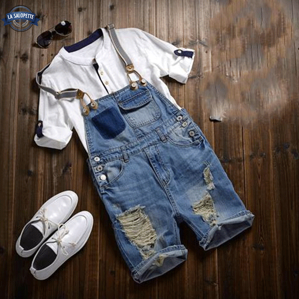 short overalls with detached shoulder strap