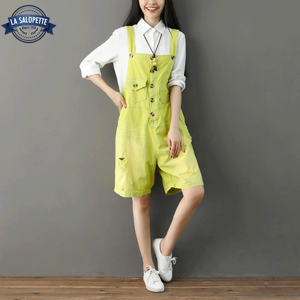 Short Overalls Biru Yellow