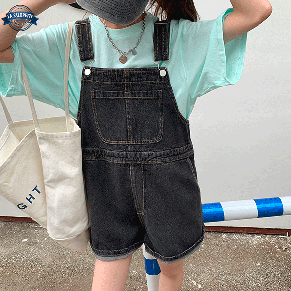 short overalls Black Lara