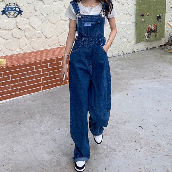 Denim Overalls Prussian High Waist