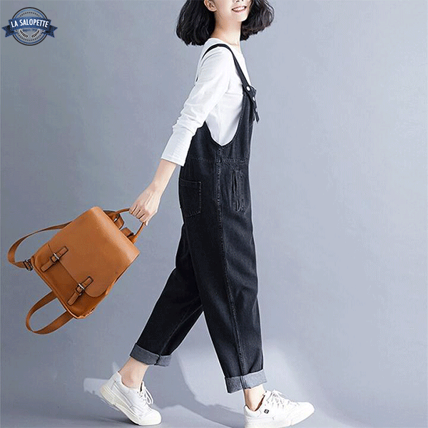 Denim Overalls Jet Black Pants